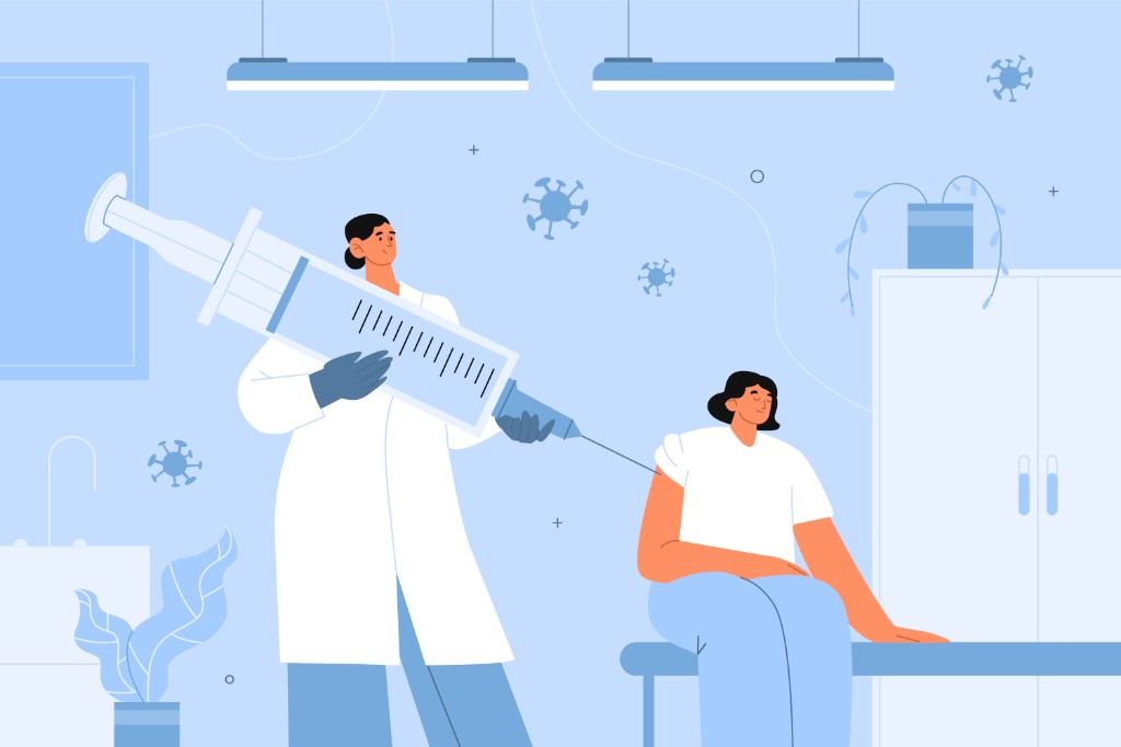 Illustration: vaccination care in a clinic